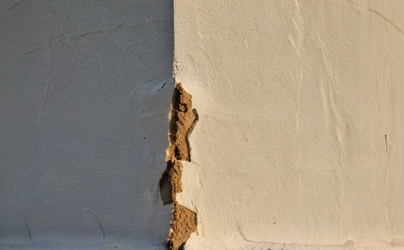 Section through a plastered wall with a 2 metre straight edge held against the surface, gaps measured at three positions, and a low lamp casting raking light along the plaster