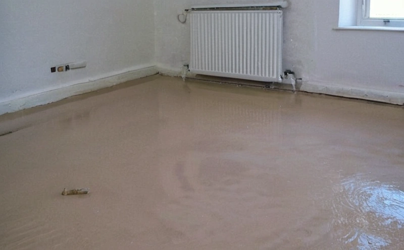 Section through a floor build up showing structural slab, damp proof membrane, insulation, screed and tile, with thickness dimensions and a hygrometer box on the screed surface